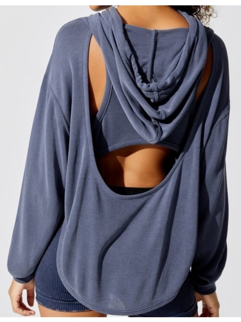 Free People movement blue back into it cut out back hoodie womens S